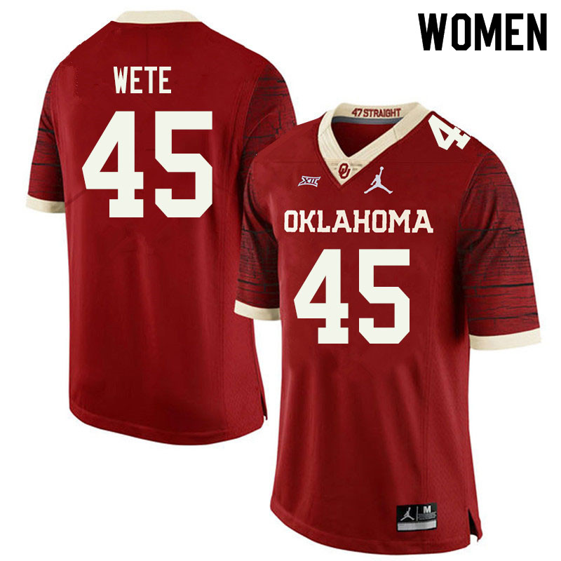 Jordan Brand Women #45 Joseph Wete Oklahoma Sooners College Football Jerseys Sale-Retro - Click Image to Close